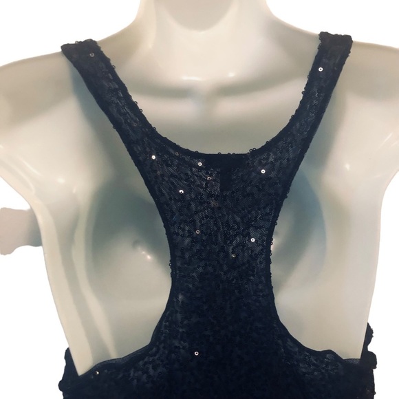VTG Y2K Victoria’s Secret VS Black Sequin Sparkle Mini Slip Dress M Racerback - Picture 6 of 9